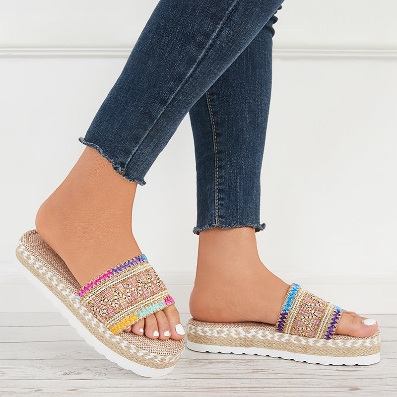 Open Toe Espadrilles Platform Slide Sandals Summer Slippers