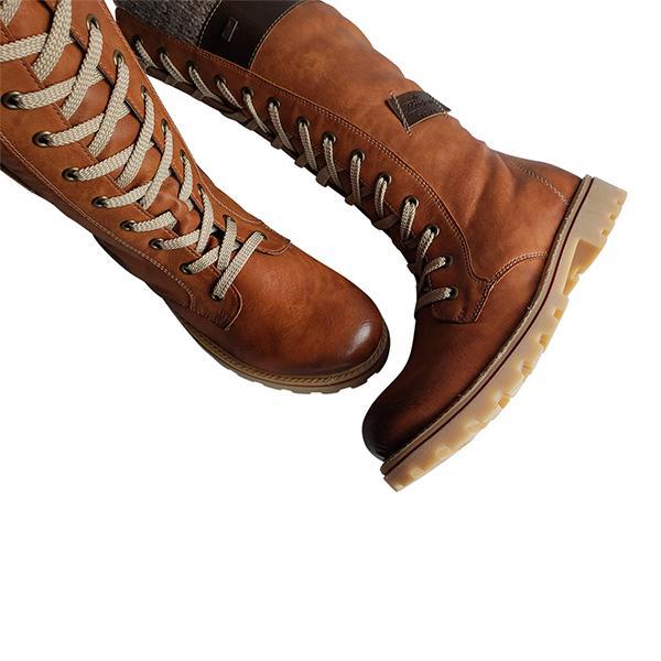 Women Winter Lace Up Knitted High Boots