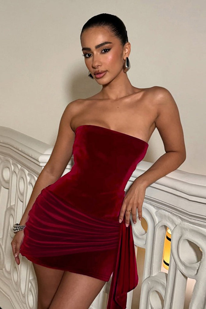 Velvet Strapless Bodycon Mini Dress