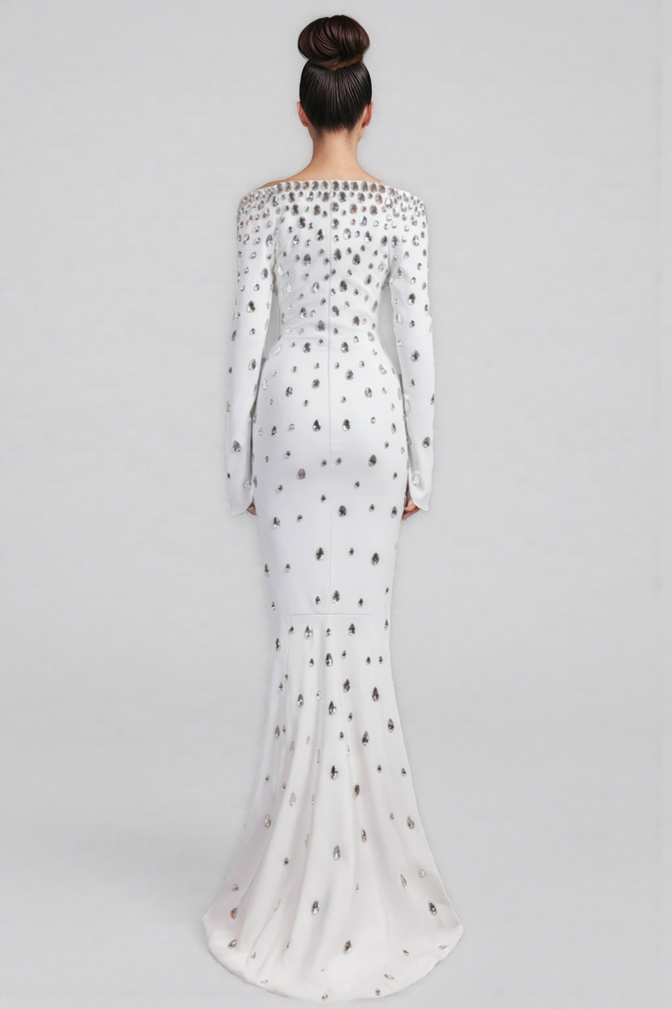 Kania White Long Sleeve Beaded Maxi Dress - View 2