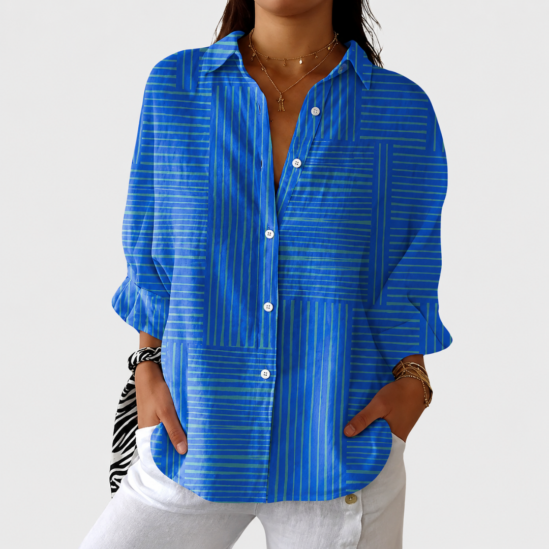 Striped Button Front Collared Long Sleeve Shirt