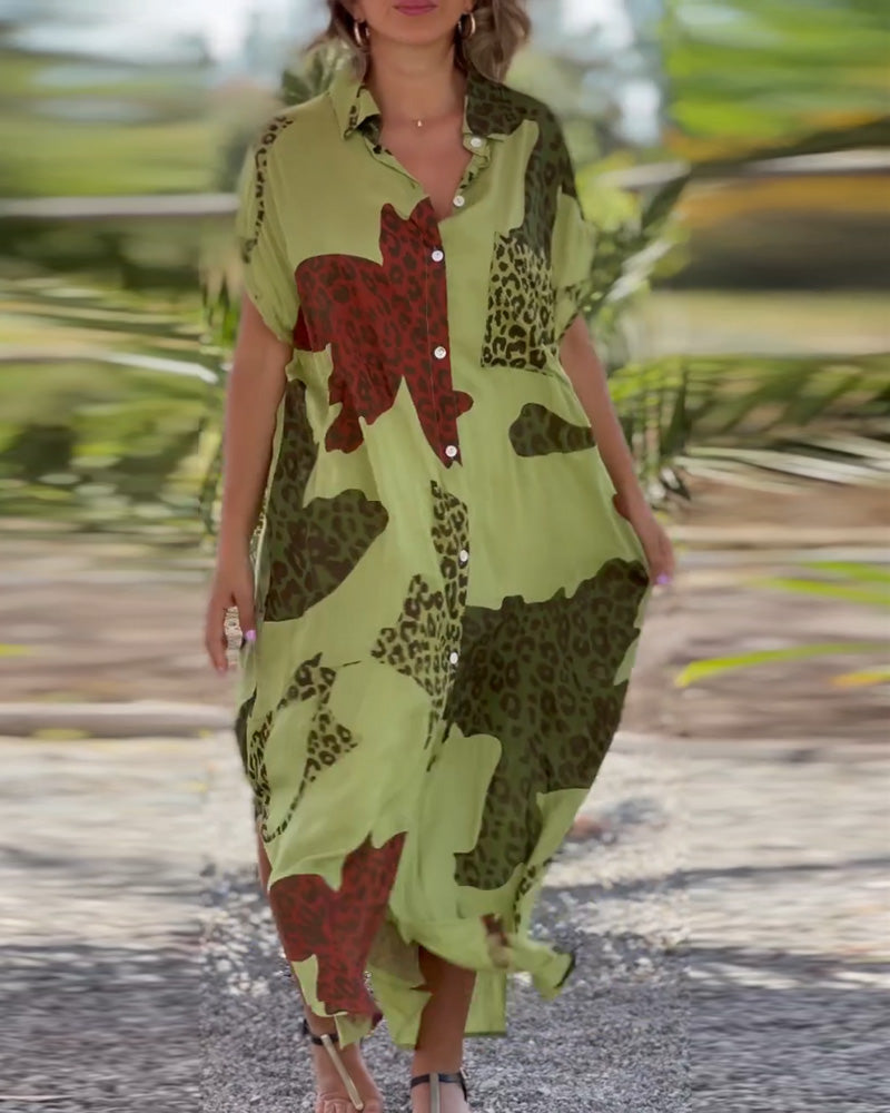 Short Sleeve Leopard Print Dress