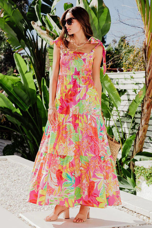 Bloom With A View Print Sleeveless Maxi Dress - 2 Colors Pink