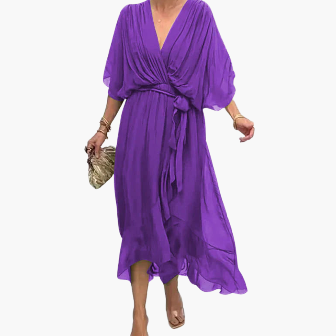 Indie | Women’s V-Neck Chiffon Dress Purple