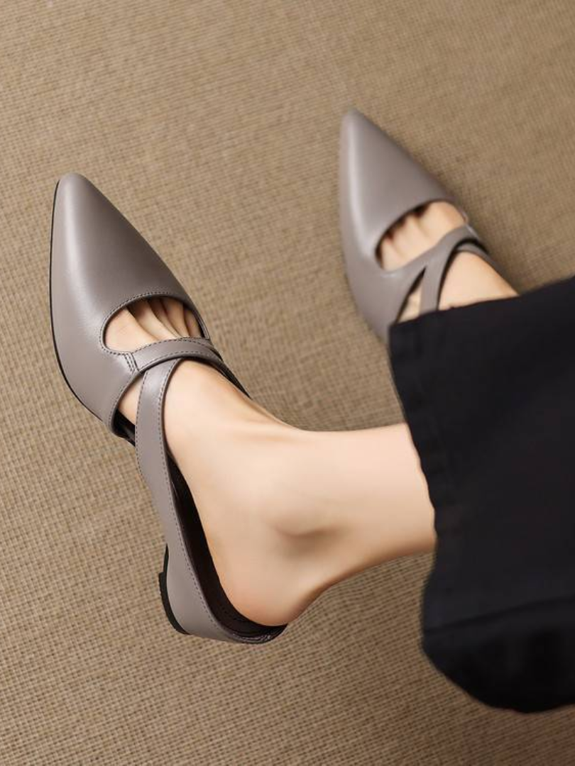 Pointed Toe Cross Strap Flats