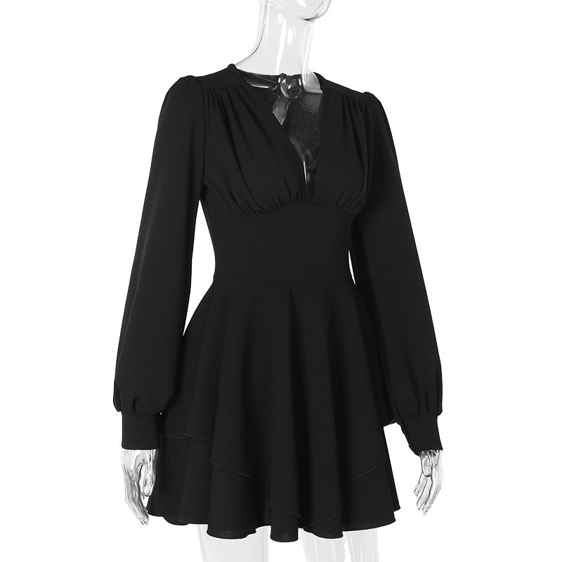 Bloom Skater Dress-Black