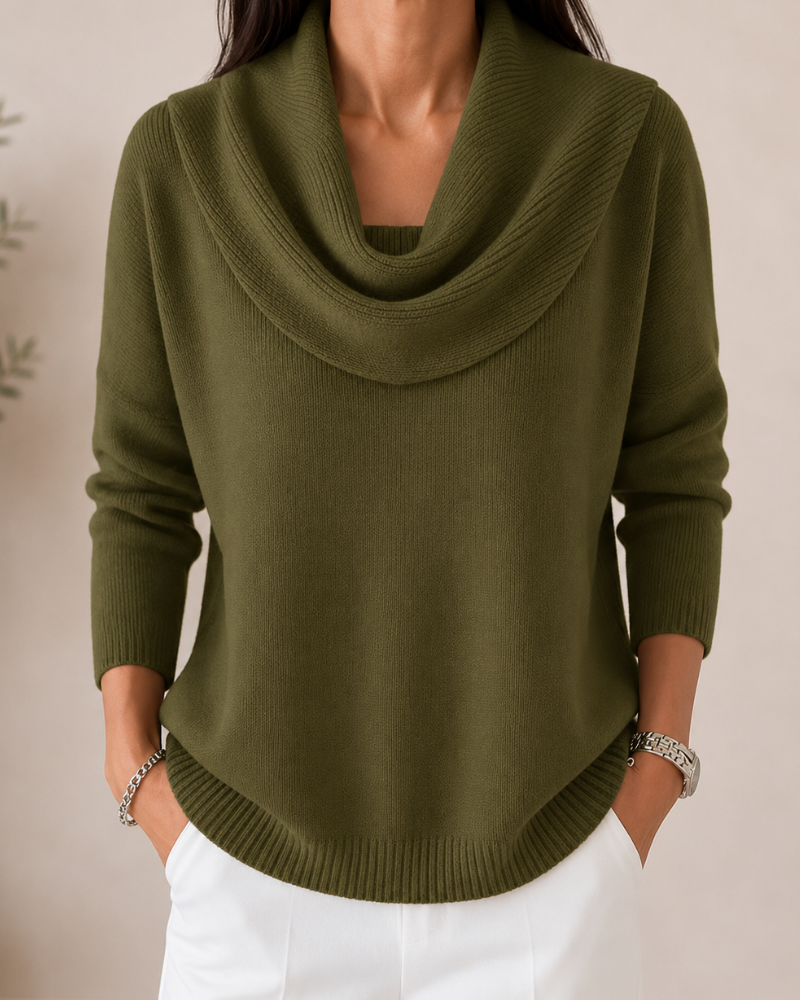 Cowl Neck Long Sleeve Knit Sweater