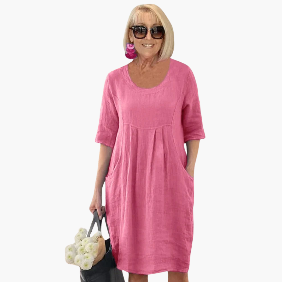 Audrey | Casual Pocket Tunic Dress Light Pink