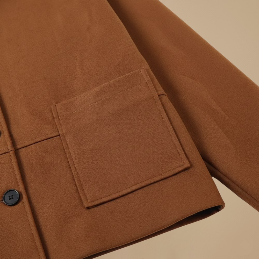 Vintage Cropped Jacket with Lapel Collar and Single-Button Closure