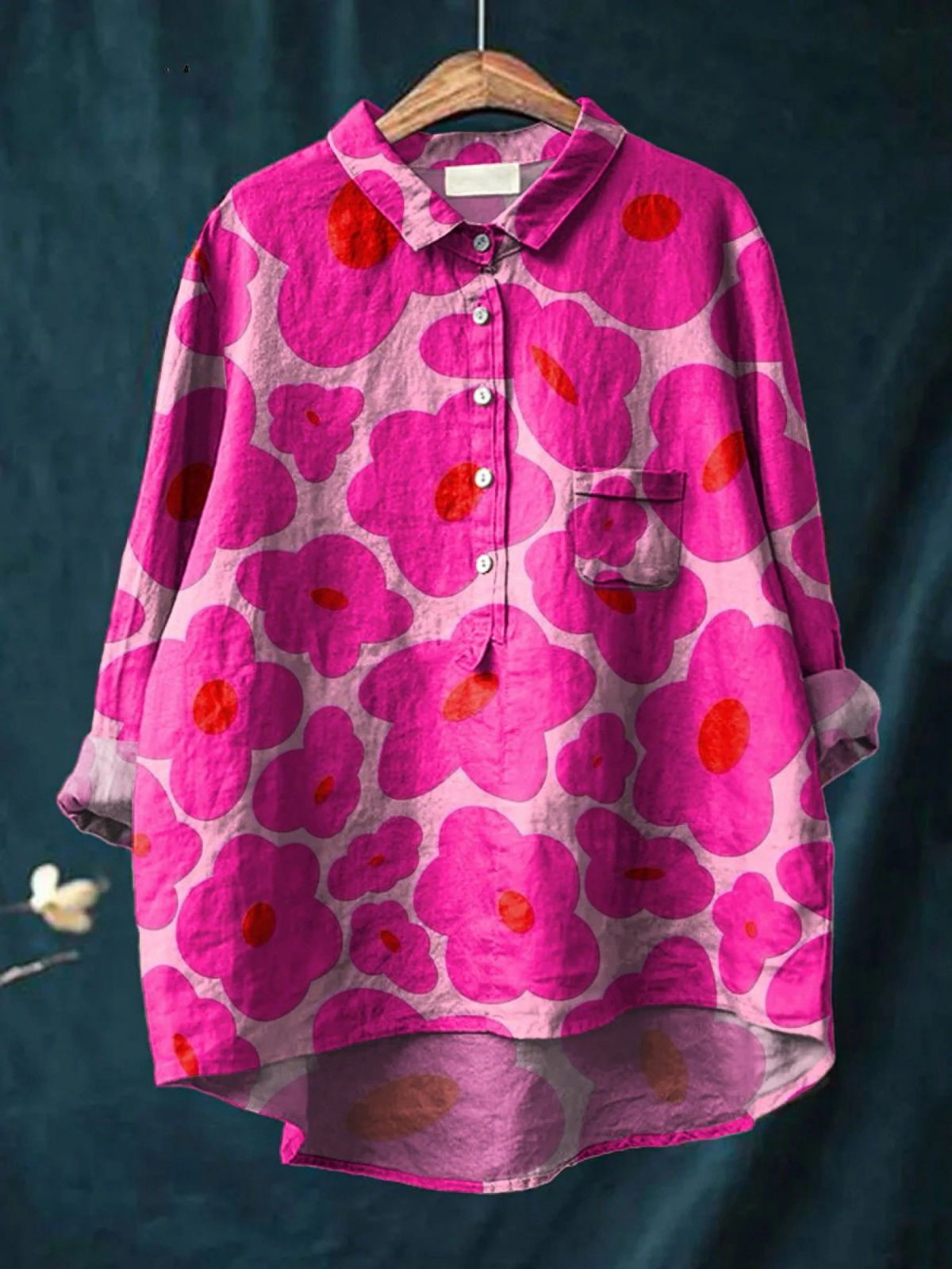 Floral Print Button Front Long Sleeve Shirt