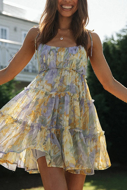 Weekend Darling Printed Skater Dress - 6 Colors Purple&Yellow