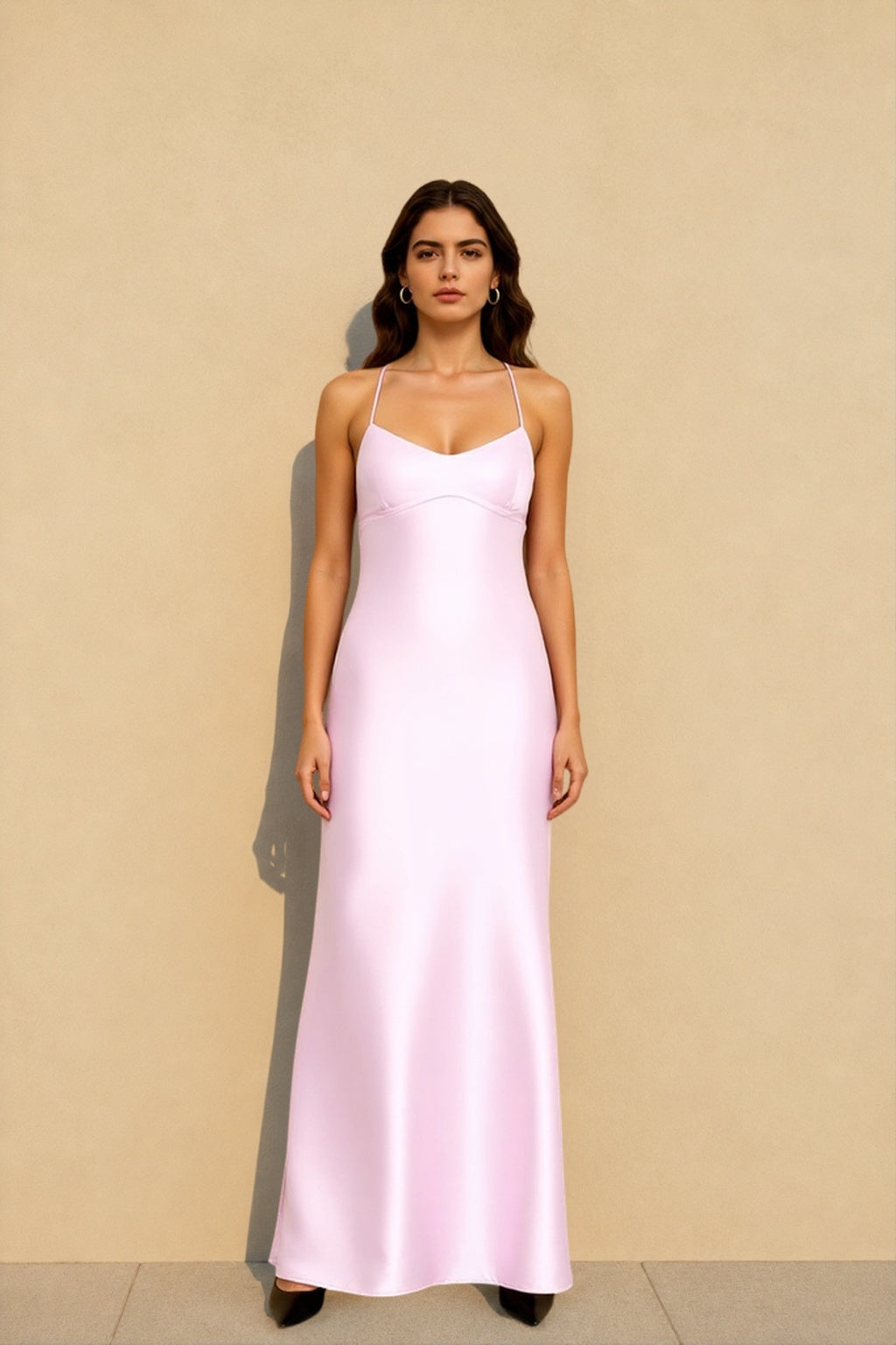 Backless Lace-Up Silk Dress