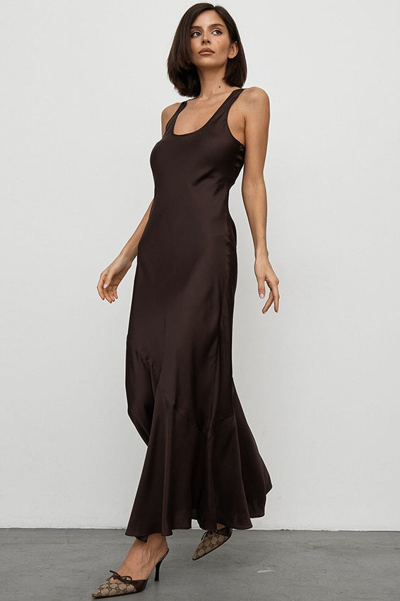 Slim Fit Satin Maxi Dress - View 2