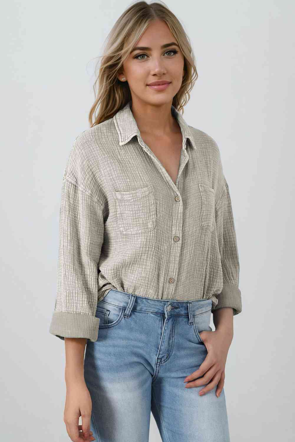 Blouse Textured With Buttons