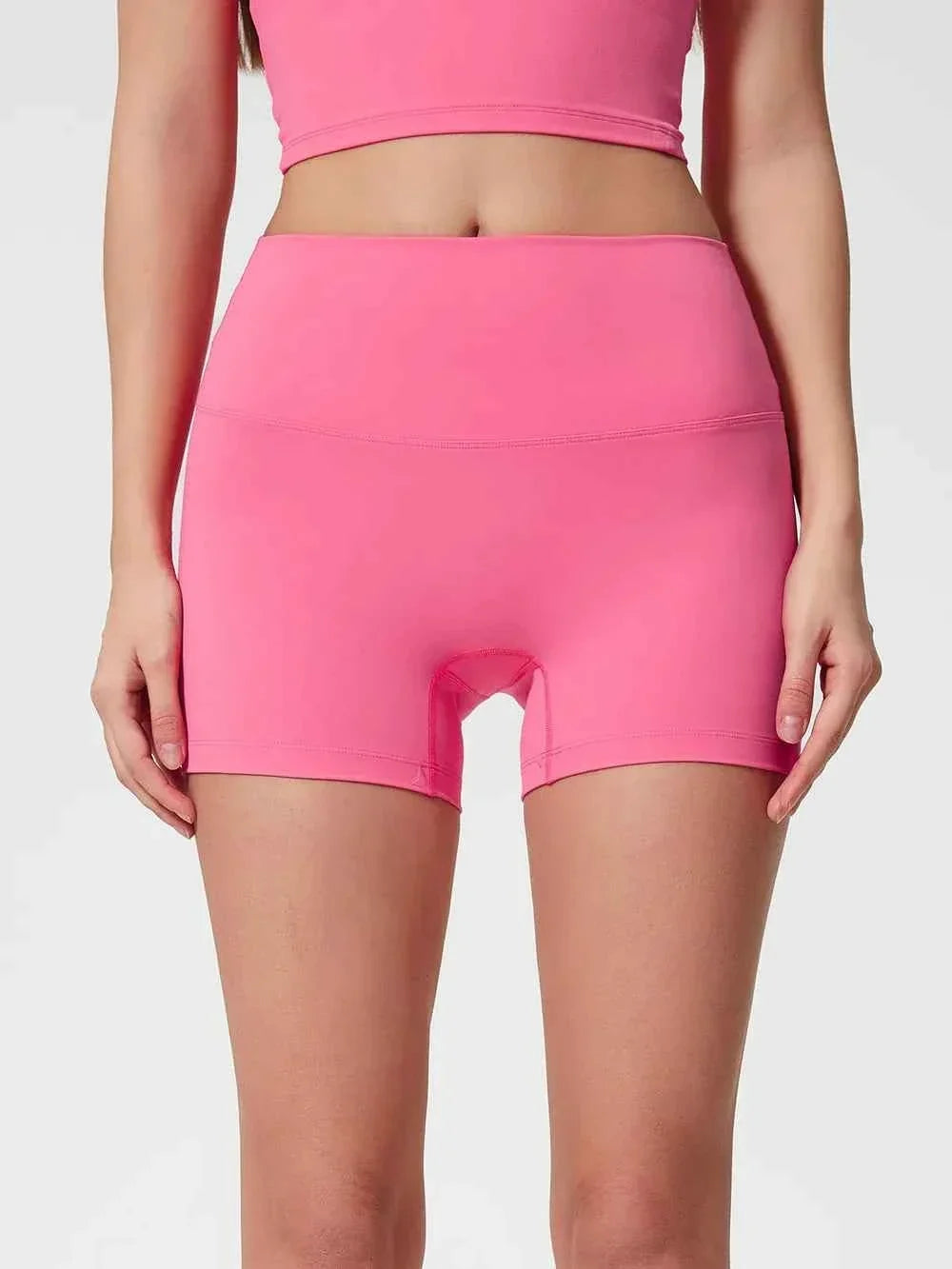 Wide Waistband High Waist Fitted Stretch Active Shorts 19