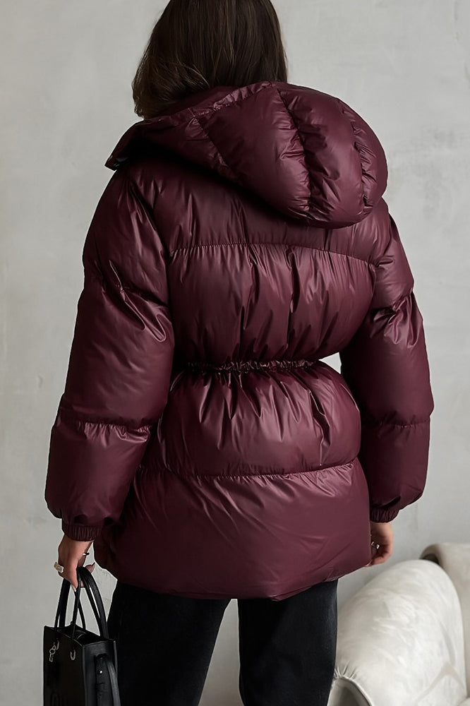 Drawstring Hooded Puffer Coat