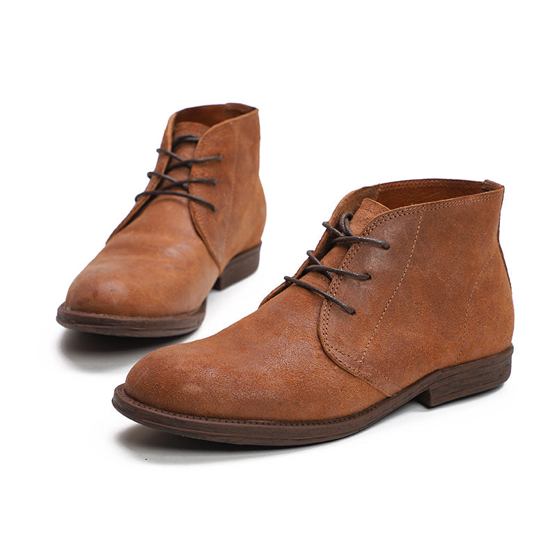 Oxfords For Women Lace Up Flat Sole Ankle Boots Handmade Matte Leather Boots Coffee/Brown