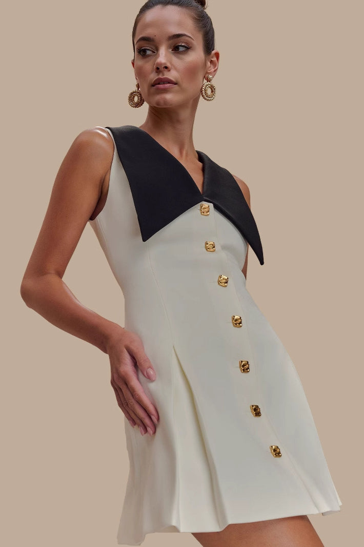 Lapel Bare-Arm Belted Midi Dress
