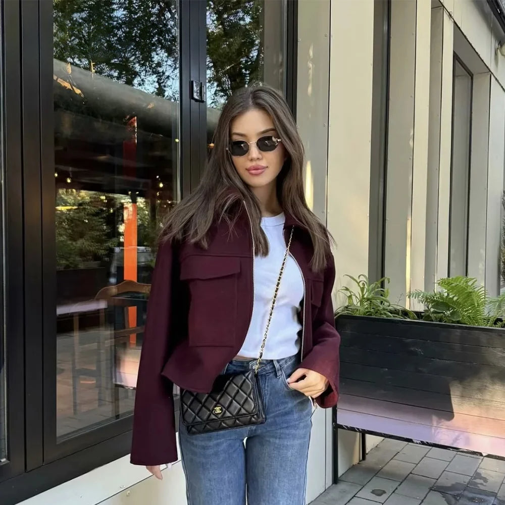 Colorblock Threaded Baseball Jacket