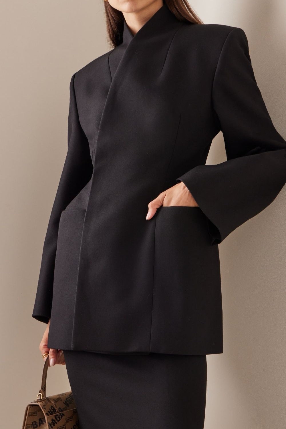 Long Sleeve Stand Collar Blazer