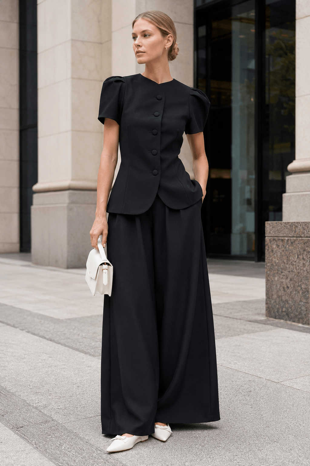 Elegant Jacket High Waist Two Piece Chic Work Set