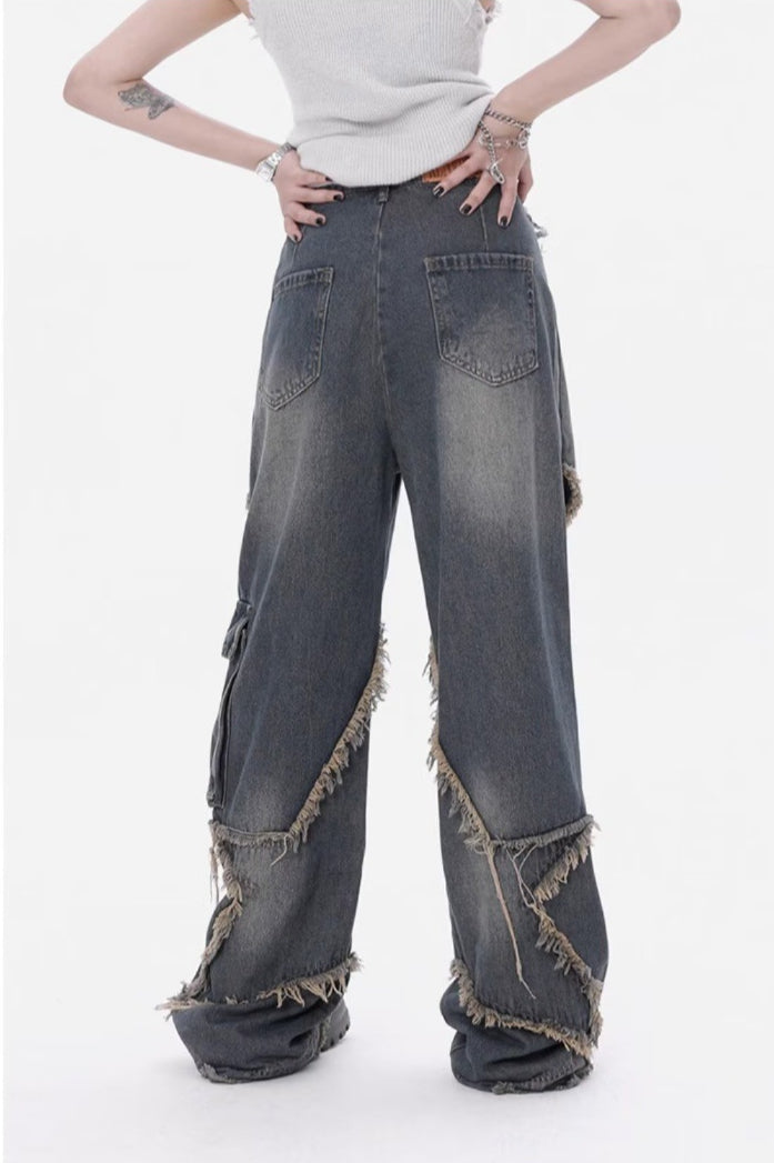 High Waist Wide Leg Workwear Jeans