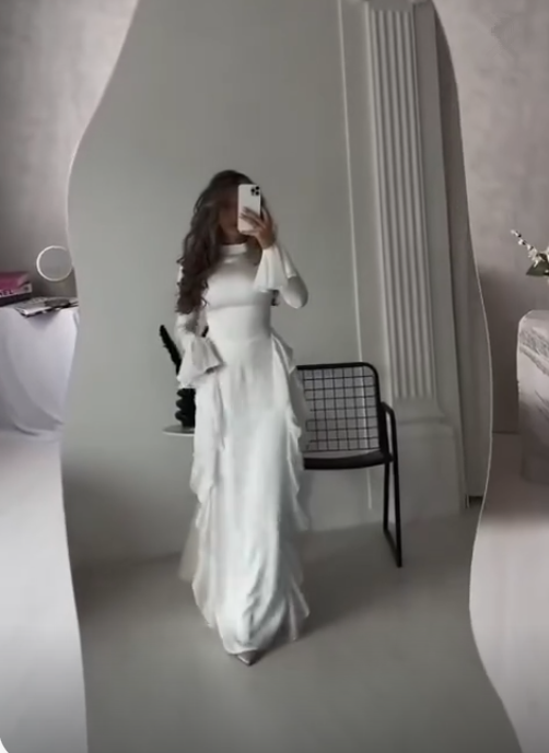 Flowing Long Sleeves A Line Ruffled Evening Dress Elegant Party Dress cc1729