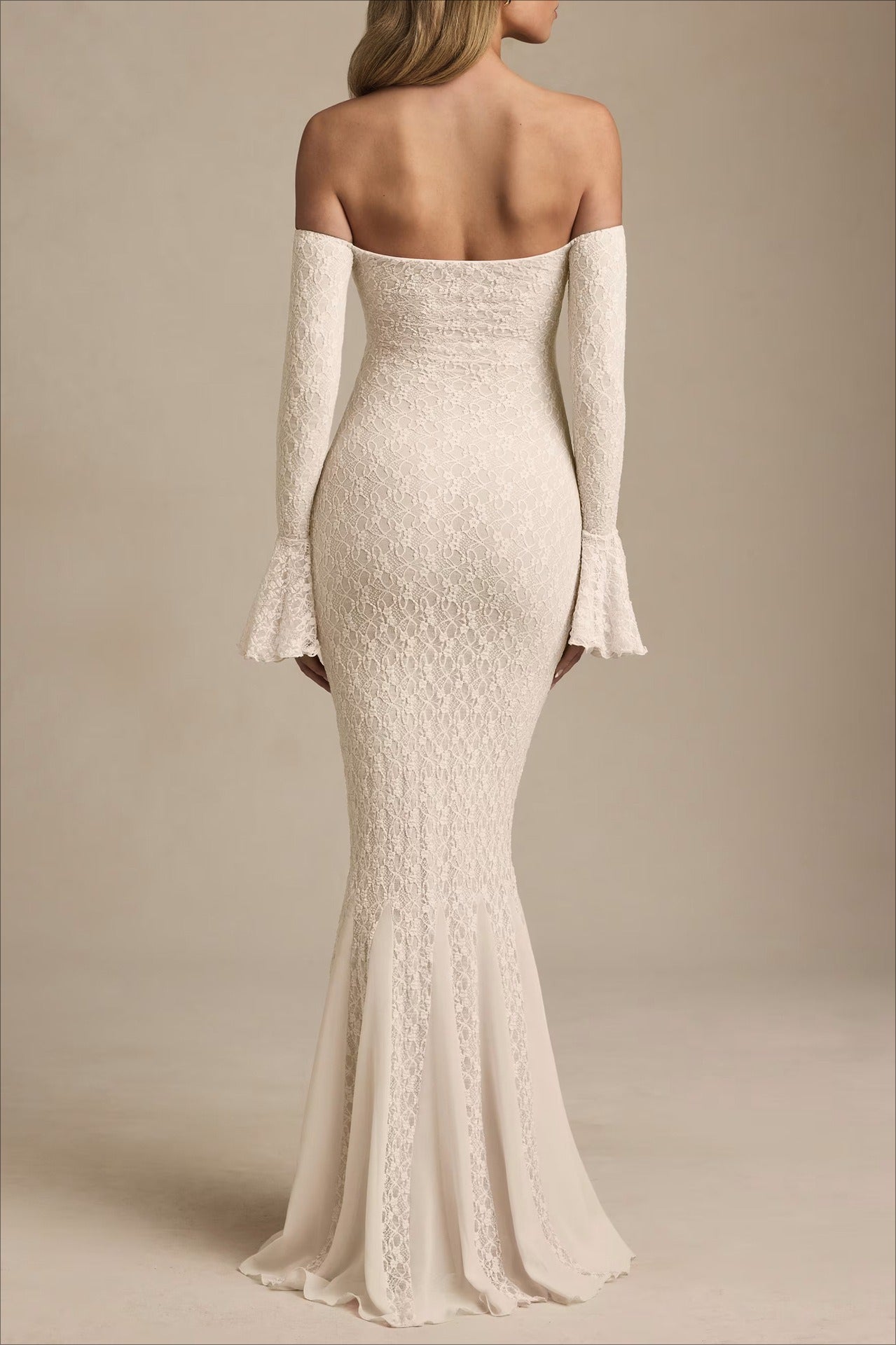 Sequin Off Shoulder Long Sleeve Mermaid Maxi Dress