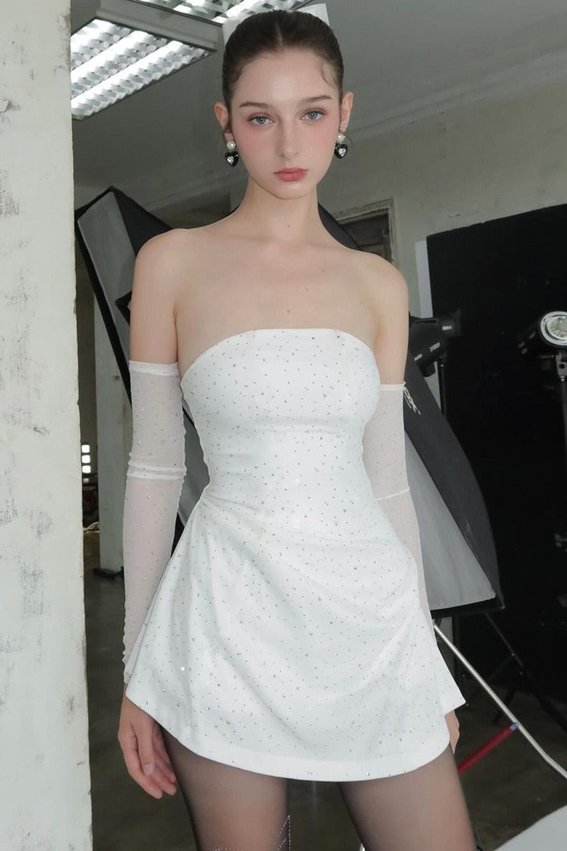 Stretch Shiny OffShoulder Birthday Dress