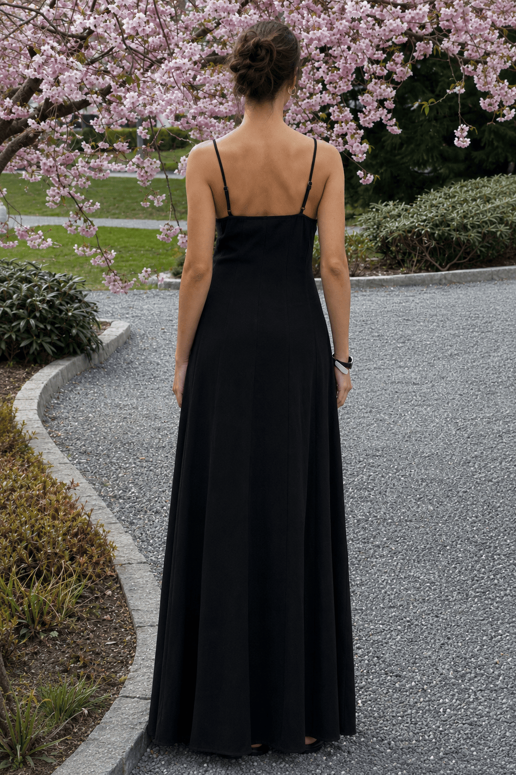 Cotton Panel High Waist Maxi Slip Dress