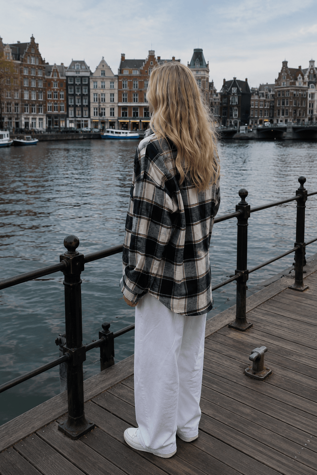 Relaxed Fit Plaid Long Sleeve Blouse
