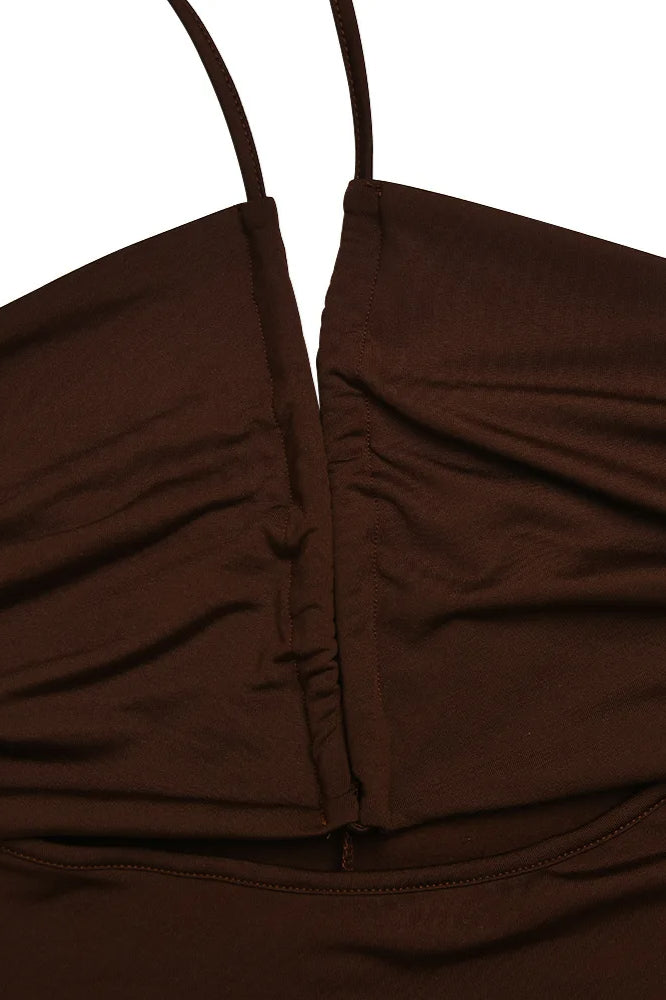 Sexy Halter Backless Cut Out Slit Maxi Dress