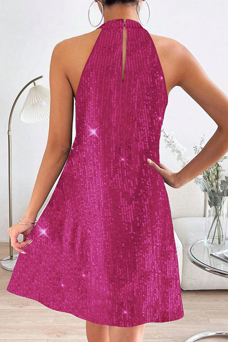 Halter Off Shoulder Sexy Sequined Dress