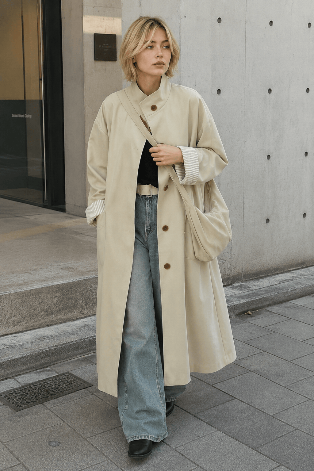 Relaxed Midi Blend Panel Design Overcoat