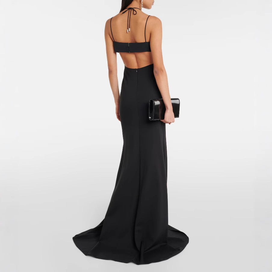 Crystal Embellished Bustier Cut Out Strappy Maxi Gown 2