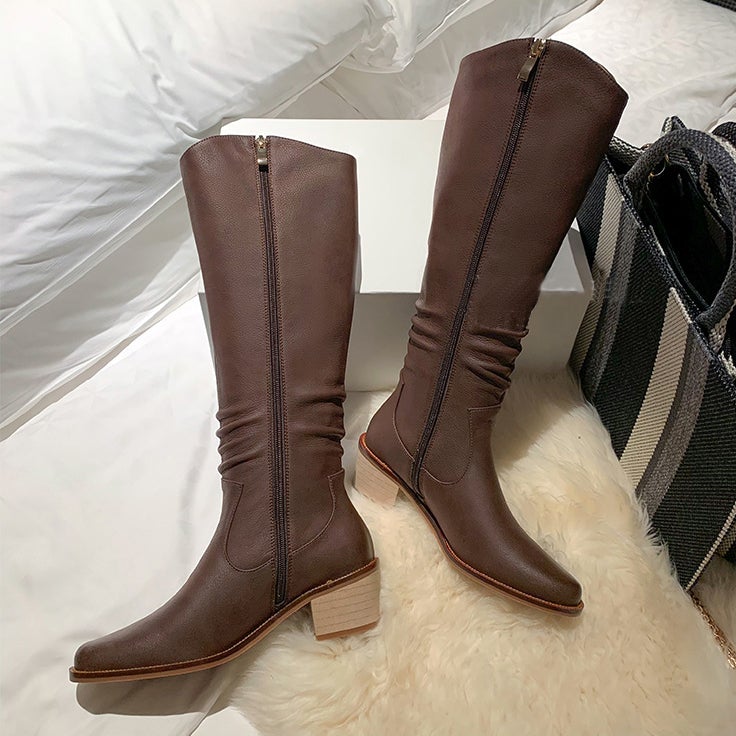 Riding Boots for Women in Brown/Coffee Leather - Knee High Boots