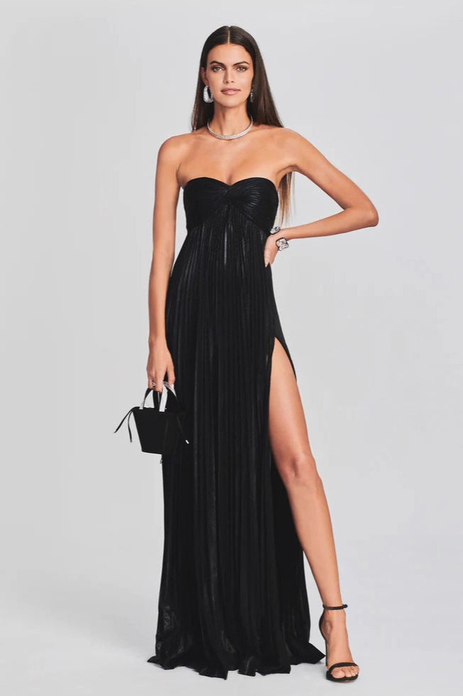 Strapless Slit Slip Prom Dress