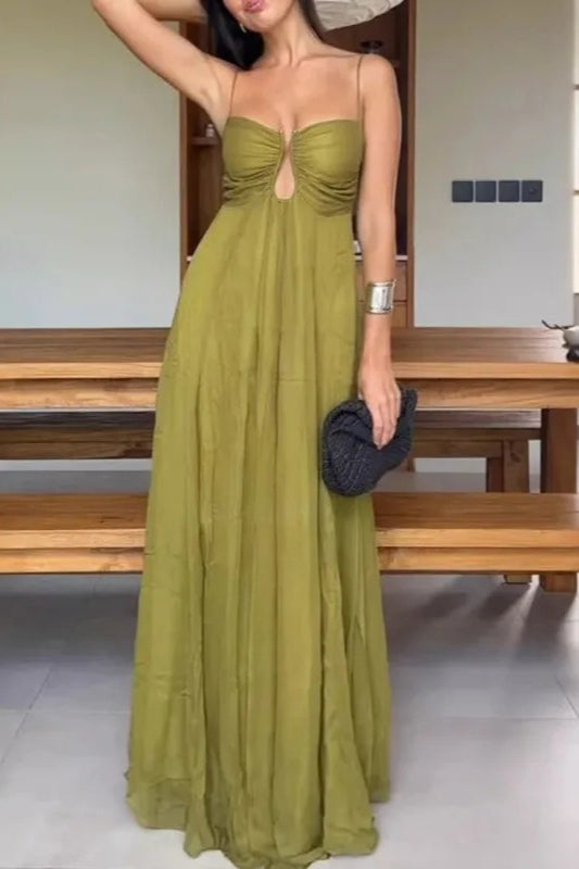 Hollow Out Spaghetti Maxi Dress