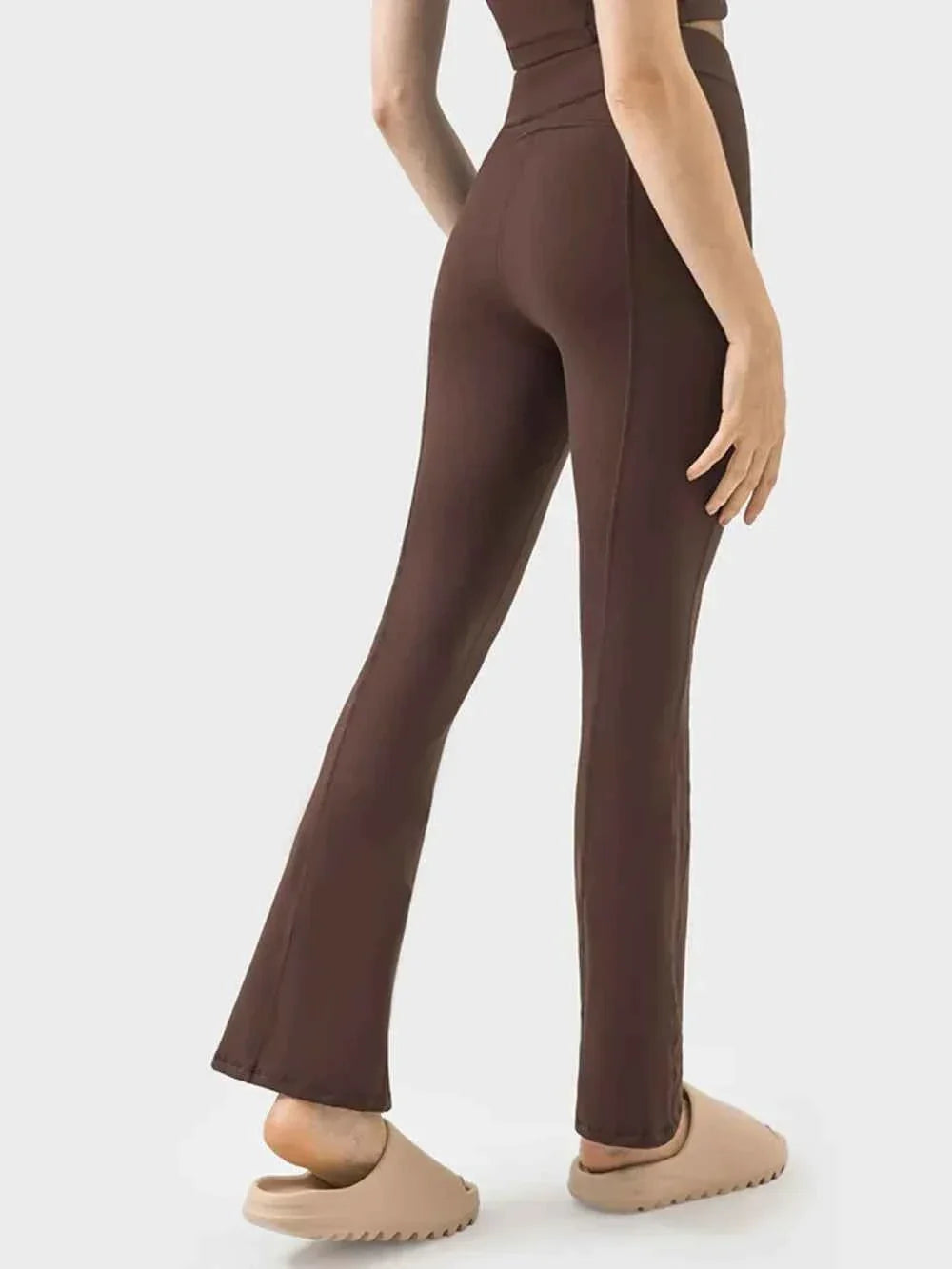 High Waist Zip Front Seam Detail Flare Active Pants 12