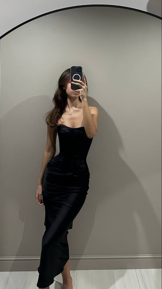 Simple Sheath Black Prom Dress Party Evening Dress cc1628
