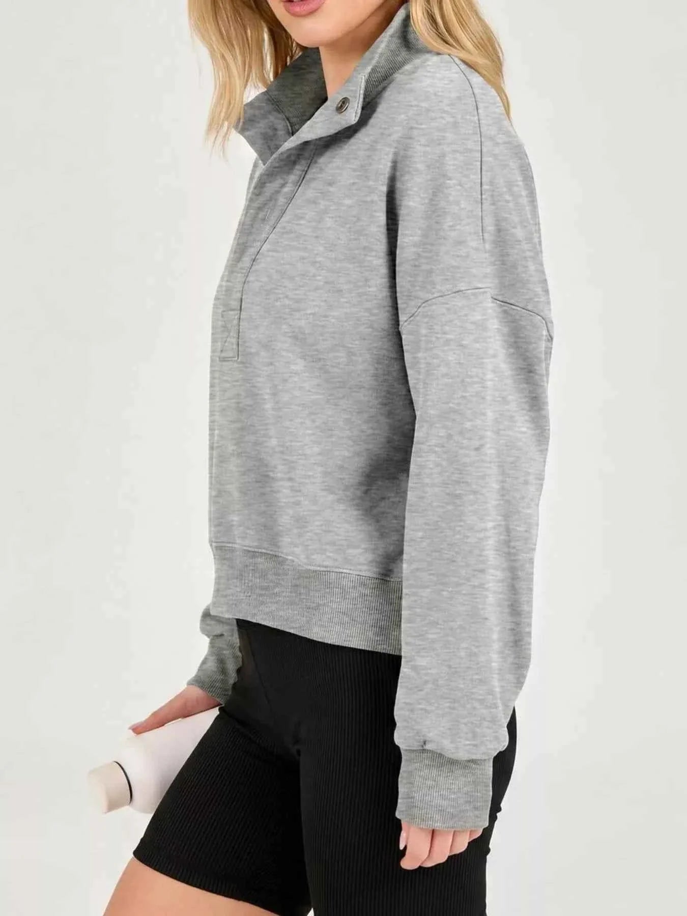 Half Snap Dropped Shoulder Sweatshirt
