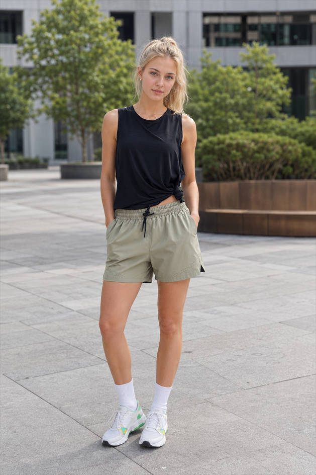 Crew Neck Sleeveless Twist Front Muscle Tank Top