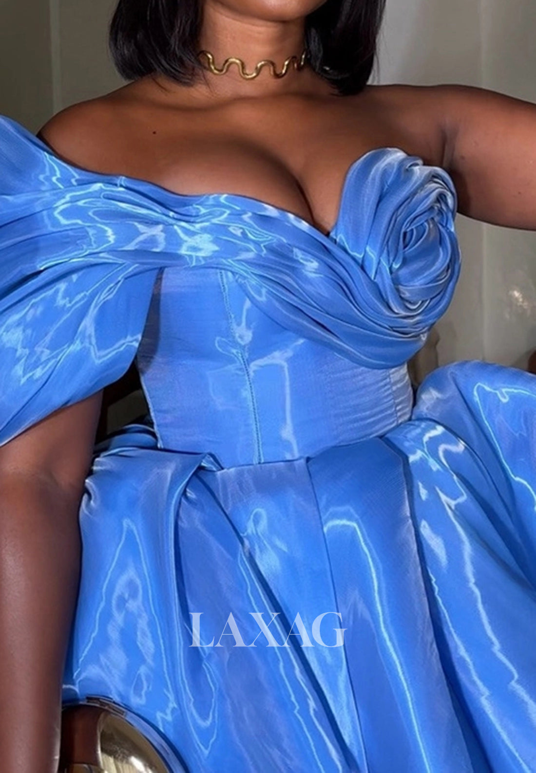 Off-Shoulsder Sweetheart Sleeveless Pleated Metallic-Satin A-Line Party Homecoming Dress