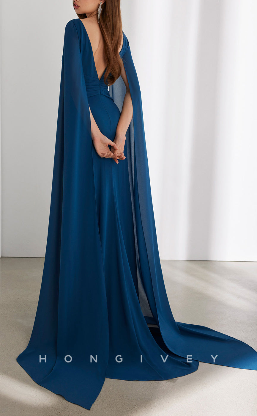 HM268 - Casual Scoop With Bolero Empire With Slit Cocktail Evening Dress