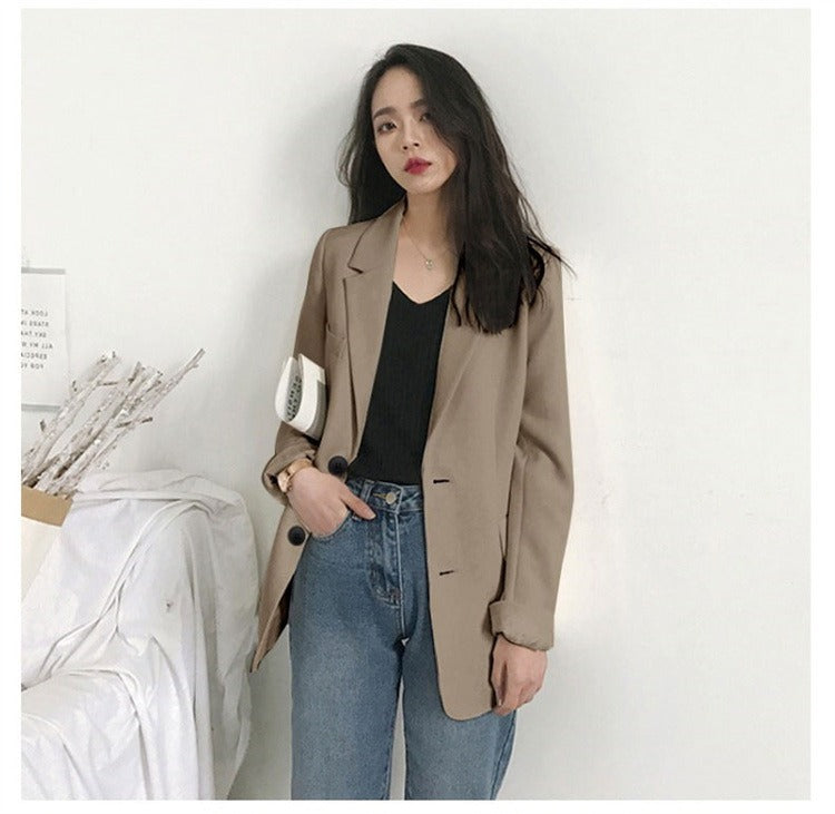 Milky White Korean Version of Casual Versatile High-end Thin Suit