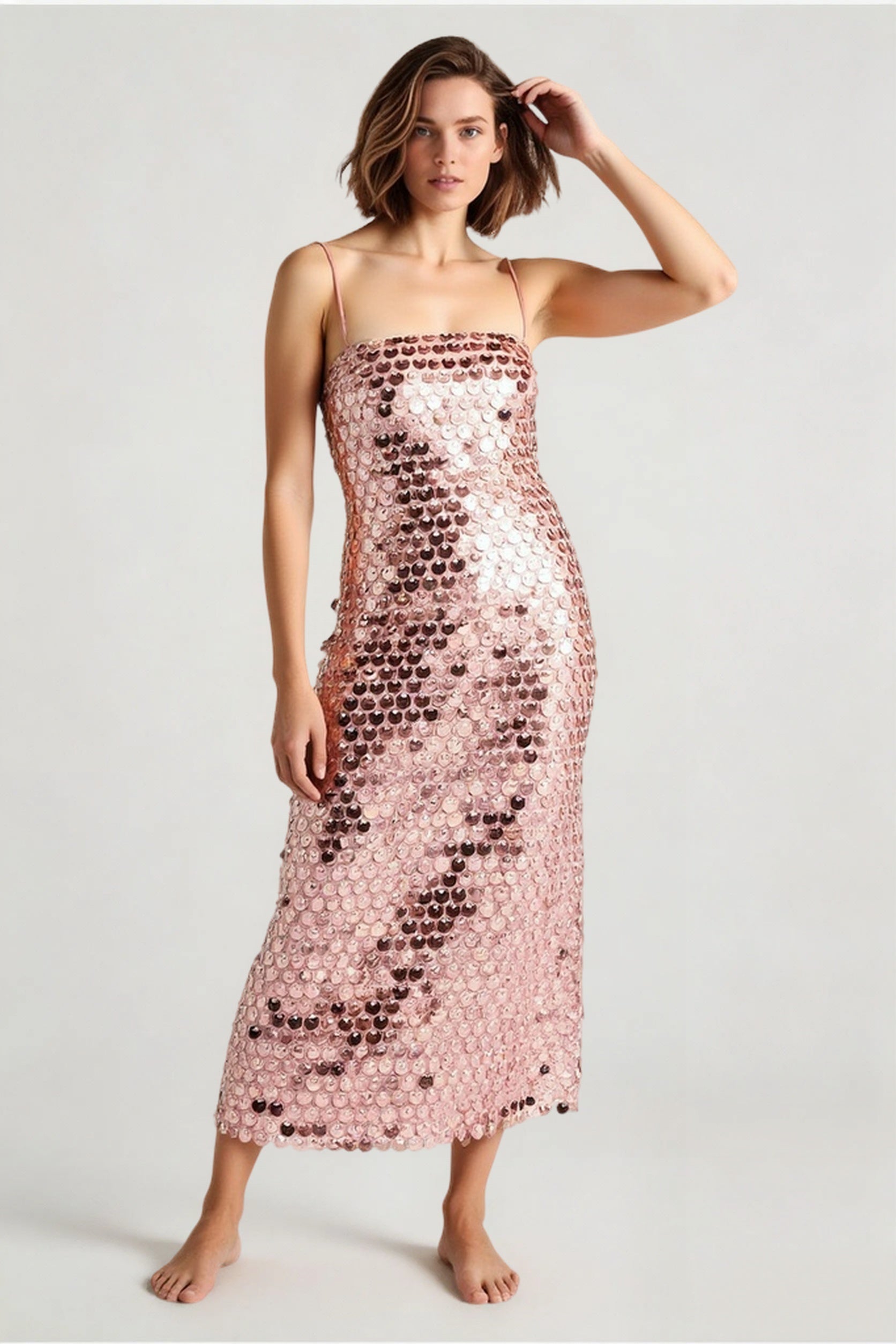 Beaded Irregular Midi Dress