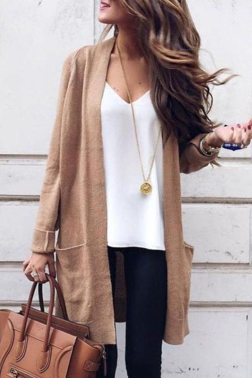 Pocket Knitting Long Coat