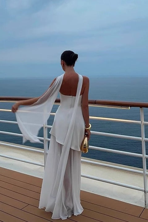 Strapless Chiffon High Split Maxi Dress