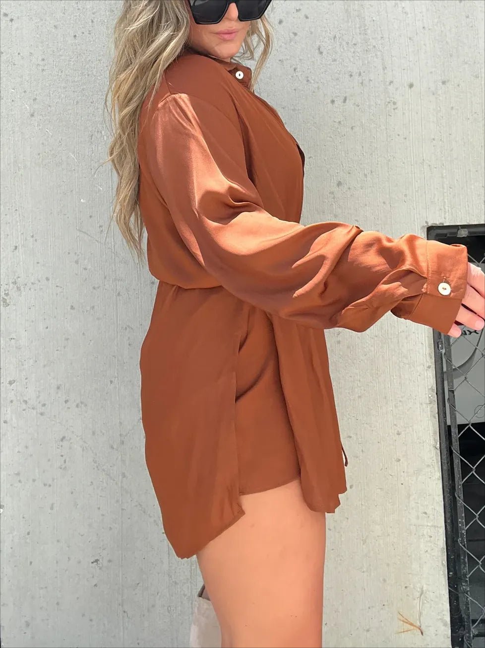 Versatile solid color long sleeve shirt suit