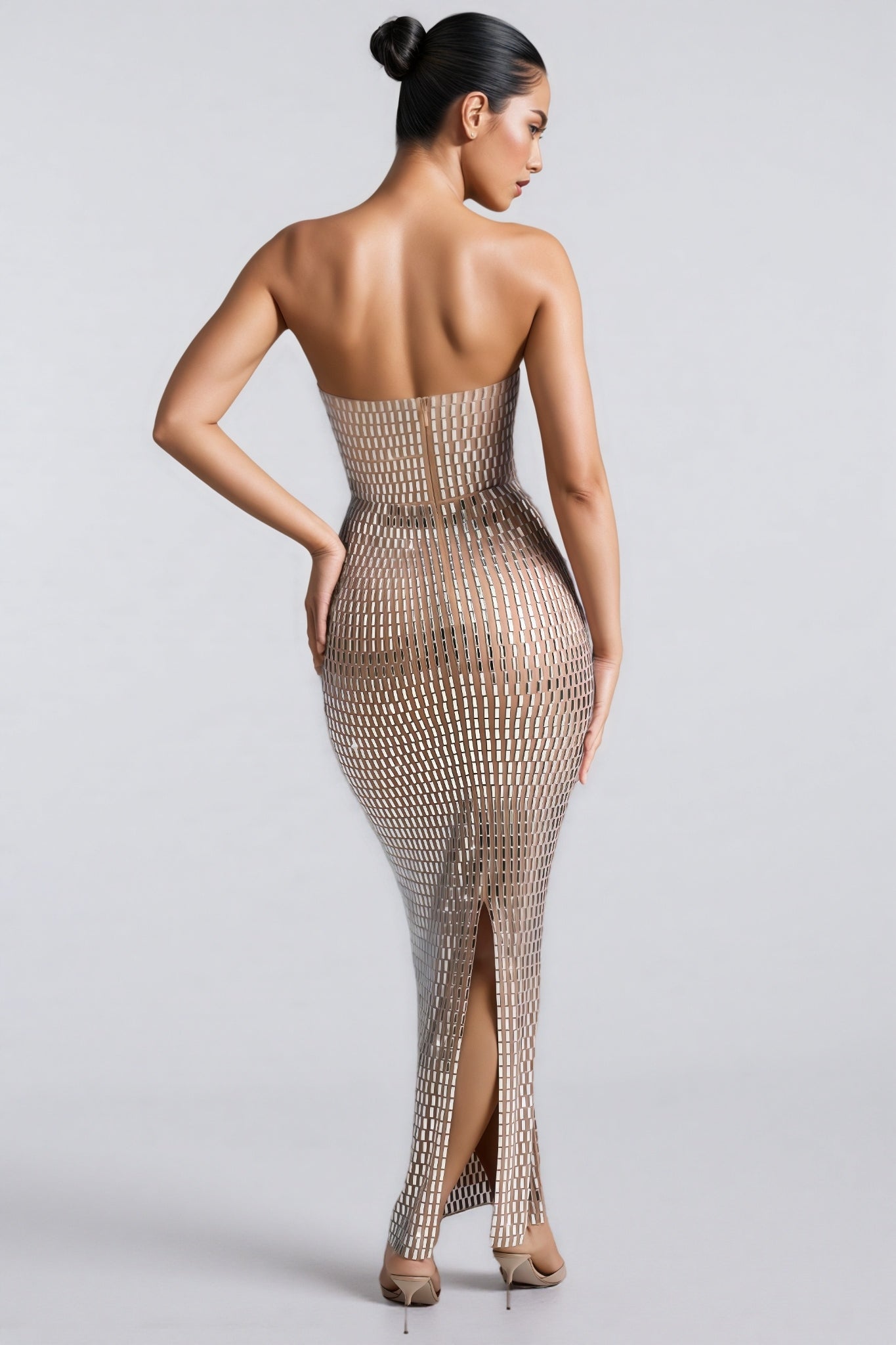 Cary Rhinestone Embellished Sheath Maxi Dress - View 4